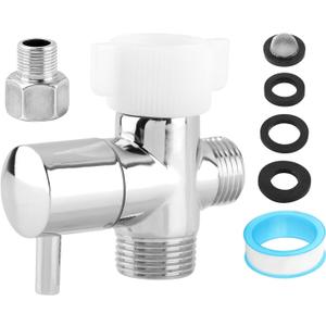 Bidet T Adapter With Shut off Valve, Metal T Valve for Bidet 7/8 x 7/8 x 1/2or 3/8, 3-way Tee Connector Bidet Attachments for Bathroom Installation