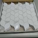 Tilingview 10-Sheet Peel and Stick Backsplash Tile for Kitchen, Self-Adhesive Mosaic Glossy Leaf Stick on Wall Tile with Gaps (Calacatta White)