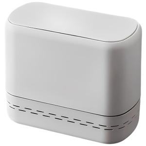 Sooyee Bathroom Trash Can with Lid, 2.4 Gallon Slim Trash Bin, Small Plastic Waste Basket, 10 L Narrow for Bedroom, Kitchen, Office, White