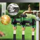 Garden Hose Splitter, 3 Way Hose Splitter, Heavy Duty Water Hose Bib Spigot Splitter, Outdoor Faucet Splitter with Shutoff Valve, T Adapter Connector with 3/4 - Inch GHT Thread (Green)