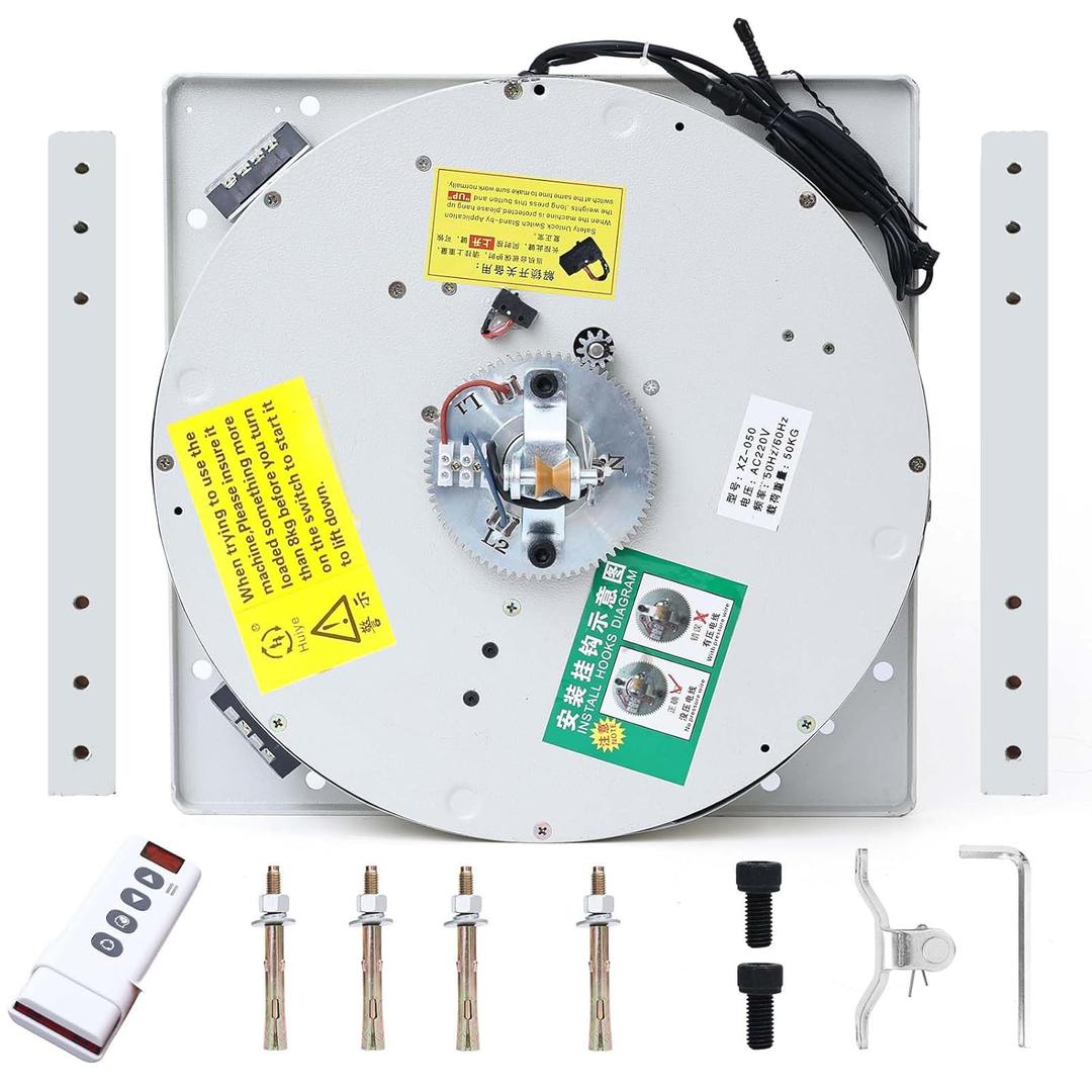 Rotating Chandelier Lift System, 110V Power Light Lift Motorized Chandelier Hoist Rotating Function & Lifting(110 lbs,20ft Lift)