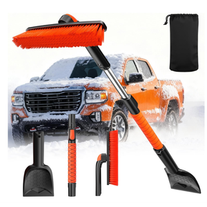 DMJN [2026 Upgrade Extendable Car Snow Brush and Ice Scraper [3in1] Clean Snow, Ice and Frost, 45''Adjustable Length with 360° Rotating Brush Head, Suitable for All CarsMedium