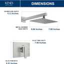 KENES Brushed Nickel 10-Inch Shower Head and Handle Set, Square Shower Faucet Set Bathroom Rainfall Shower System Wall Mount, KE-6024B (Shower Valve Included)