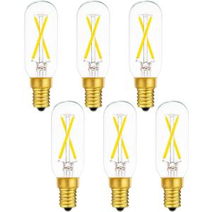 SHUWDKAR E14 Light Bulb 25 Watt Equivalent Warm White 2700K, LED 2W European E14 Candelabra Bulbs, Clear Glass, 6 Pack