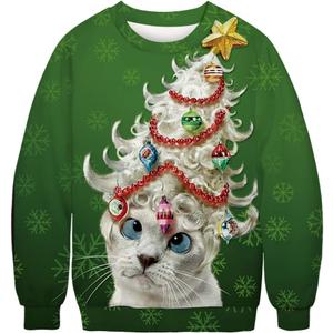 ALBIZIA Unisex Animal Print Crew Neck Ugly Christmas Xmas Pullover Sweatshirt (XX-Large-3X-Large, Style-2)