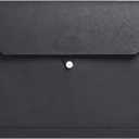 PU Leather A4 File Folder Document Holder 2 Pockets Portfolio Envelope Folder Case with Elastic String 3/4 Inch Expansion (Black)