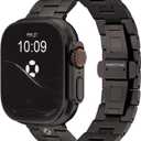 FiNESTONE CRNS03 Titanium Watch Band for Apple Watch Ultra 3/2/1 49mm & Series 11/10 46mm, Adjustable Link & Butterfly Clasp for Apple Watch Ultra Band, Premium Color Match iWatch Metal Band for Men (Black)