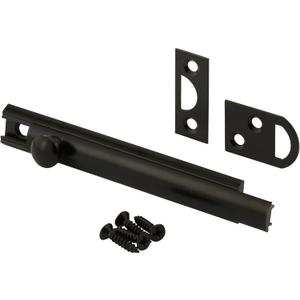 Prime-Line U 11448 Surface Bolt, 4 In., Solid Brass, Matte Black Finish (Single Pack)