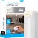 GE 4-in-1 Power Outage Plug in Night Light LED Flashlight for Dorm Room, Apartment Essentials, Battery Operated Lights Emergency Supplies, Dusk to Dawn Sensor Nightlight, 1 Pack, White, 37373
