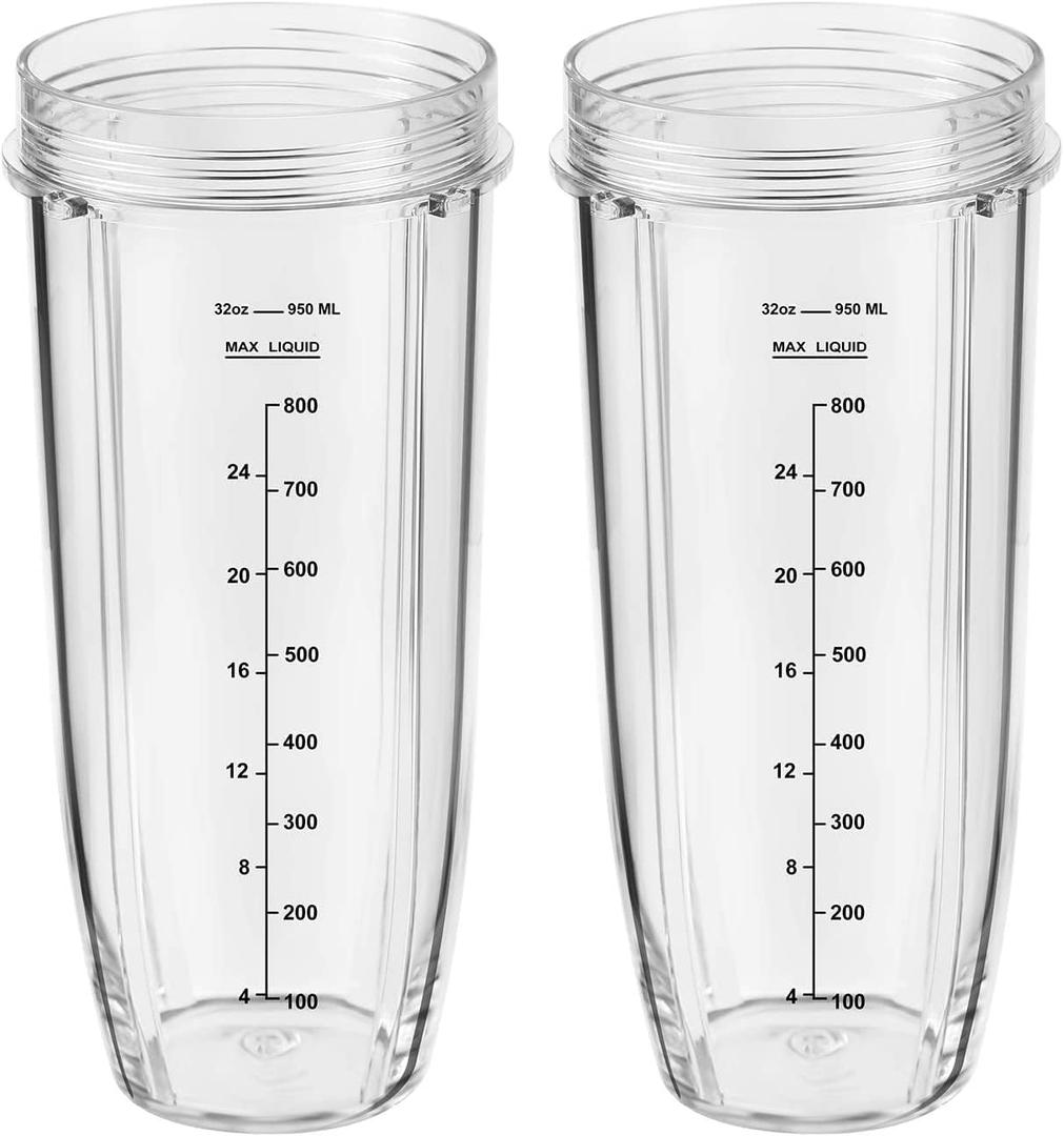 Replacement Part for Nutri Ninja Blender 2-Pack 32oz Replacement Cups Compatible with Nutri Ninja Auto-iQ Series Blenders