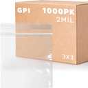 3" x 3" Zip Bags - 1000 Count, Small, Clear Plastic Reclosable Zipper Poly Baggies, 2 Mil, with Resealable Zip Top Lock for Packaging Jewelry, Coins, Pills, Candy, Beads, Seeds & More.