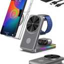 Magnetic Wireless Charger for Samsung Galaxy S26 Ultra, 3 in 1 Wireless Charging Station for Samsung Watch 8, Travel Foldable MagSafe Charger Stand for Android S25 Ultra/Z Fold/Z Flip 7, Buds 4 Pro