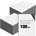 Xuhal 100 Pcs Magnetic Adhesive Sheets Black Magnetic Sheets with Adhesive Backing Flexible Self Paper Easy to Cut for Craft Board Photo Fridge (4 x 6 Inch)