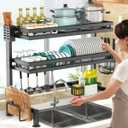 3-Tier Over the Sink Dish Drainer Drying Rack with Knife and Chopstick Holder, Cutting Board Rack, Space-Saving Rack for Dishes, Glasses And Bowls Quick And Easy Installation For Large‑Size Kitchen