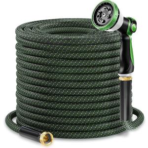 Garden Hose 50ft - Lightweight Water Hose, with 10-Pattern Nozzle, Triple-Layer Construction, All-Weather Hose,Flexible and Anti-Kink, Durable for Watering, Outdoor Use