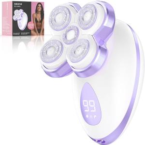 Electric Razors for Women - Upgraded Magnetic Electric Shaver for Women, Cordless Painless Hair Remover for Legs Bikini Face, Lady Trimmer for Sensitive Skin, Detachable and Waterproof, Grape