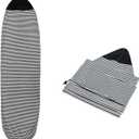Surf Sock, Surfboard Sock Cover for Longboard Paddleboard Surf Board Sup Paddle Board, 7.5 FT Foot 7.5ft Quick Dry Stretch Surfboard Bag Sleeve with Drawstring Closure 230x50 cm Black