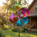 Large Kinetic Wind Spinner Outdoor Metal - 3D Wind Sculptures & Catchers with Stable Stake, Multi-Color Yard Art Decoration for Garden, Patio, Lawn, and Backyard