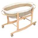 Pinkunn Moses Basket Stand Rocking Moses Basket Rocker Stand Adjustable Wooden Bassinet Stand with Wheels for Newborn, Basket is Not Included(Wood Color, 31.5 x 15.75 x 18.9 Inch)