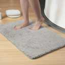 Luxury Quick Dry Non-Slip Bathroom Rugs【24'' x 36'' Light Grey】 Highly Absorbent Washable and Ultra Soft, Extra Thick Fluffy Bath Mats for Shower/Kitchen/Bathtub Floor