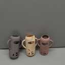 BUSOHA 3 Pack Silicone Sleeves for Dr Brown Glass Baby Bottles - Drop Protection Baby Bottle Sleeves,Compatible with Dr. Brown's Newborn Glass Bottles,with Silicone Handles,8 oz (Gray+Pink+Beige)