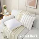 FUTEI Cream White Decorative Throw Pillow Covers 18x18 Inch Set of 2, Square Soft Faux Rabbit Fur Thick Striped Cushion Cover,Spring Home Decor for Couch Bed Living Room