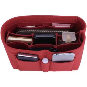 ZTUJO Purse Organizer Insert, Felt Bag Organizer For Handbag, 13 Colors, 6 Sizes (Slender Large, Red)