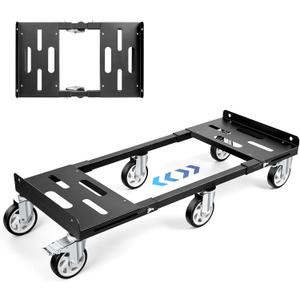 KEDSUM Moving Dolly with 5" All Terrain Wheels, 2000LBS Heavy Duty Dolly Cart with 100% Thicken Steel Frame, Expandable Furniture Dolly Up to 43.7" Wide, Used for Heavy Appliance, Building Materials