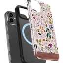 for iPhone 12 Mini Case Cute Wireless Charging Compatible Dual-Layer Shockproof Protection with Stylish Wildflower Design Protective Cover for Women - Custom Vintage Floral