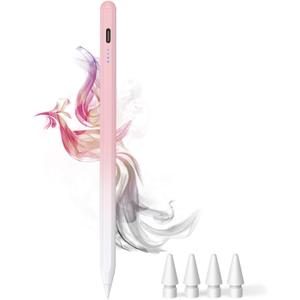 Stylus Pen for iPad - Type-c Charging Pencil for ipad Palm Rejection Active Pen Compatible with (2018-2025) Apple iPad 6/7/8/9/10/11(A16), Air 3/4/5/M2/M3, Mini 5/6, Pro 11"/12.9"/M4 (Gradient Pink)