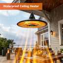 Hanging Heater, 1500W Outdoor Electric Patio Ceiling Heater with Remote Control, Infrared for Courtyard, Garage, Patio, Overheat & Tip-Over Protection, Waterproof, Black