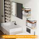 Towel Racks for Bathroom,Towel Rack Wall Mounted, 6 Tier Rolled Or Folded Towel Holder with Floating Shelves, Bathroom Towel Holder for Bath, Hand Towels,Metal and Wood