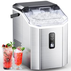 COWSAR Nugget Ice Maker Countertop, Portable Ice Makers with Soft Chewable Ice, 34lbs/24H, One-Click Operation, Auto-Cleaning, Pebble Ice Maker Machine with Basket and Scoop, for Home Kitchen Office