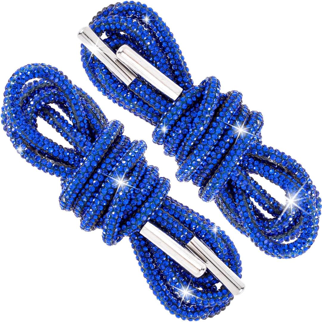 Rhinestone Shoe Laces, Glitter Rope Shoelaces for Sneakers, Round Crystal Bling Shoe Lace (Blue)