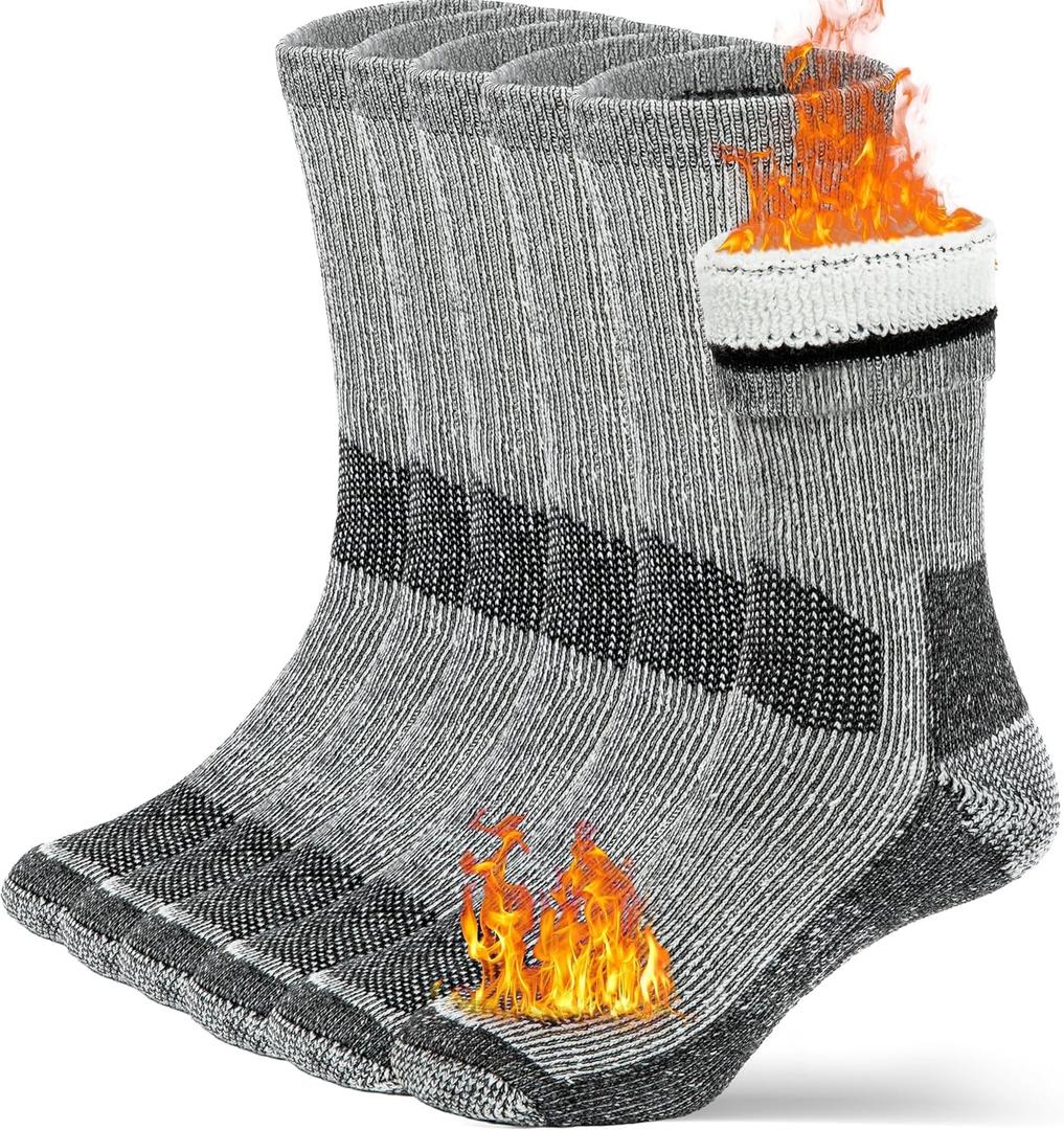 Buttons & Pleats Wool Socks for Men & Women Merino Thermal Warm Cozy Winter Boot Sock (Medium-Large, Charcoal)