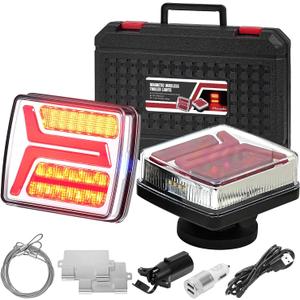 Magnetic Wireless Trailer Lights, LED Trailer Lights Turn Signal Brake Running Stop Light with License Plate Light, Tow Tail Light Kit for Trucks, Boats, RVs, Campers, IP67 Waterproof 10-30V