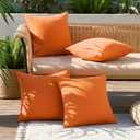 MIULEE Pack of 4 Decorative Outdoor Throw Pillow Covers Linen Waterproof Pillow Covers Summer Farmhouse Cushion Cases for Patio Garden Tent Balcony Couch Sofa 16x16 Inch Bright Orange