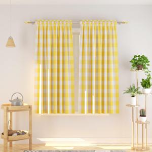 Cotton Curtains Yellow and White Buffalo Gingham Check Curtain Panels 63 inches Long Living Room Drapes Plaid Checker Kitchen Bedroom Window Treatment Set 2 Panels Rod Pocket