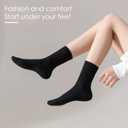 Womens Crew Socks Size 5-9 Cute Casual Athletic Crew Neutral Long Fall Cotton Socks for Women 6 Pack (Black)