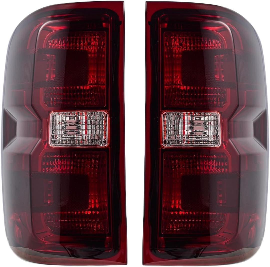 Tail Lights Rear Lamp Brake lights Compatible with Chevy Chevrolet Silverado 1500 2500 3500 2014-2019, GMC Sierra 2500 3500 2015-2019,Without Wiring Kit and Bulbs, (Red Smoked-Pair)