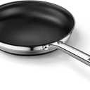 8 Inch Nonstick Titanium Ceramic Frying Pan Tri-Ply Stainless Steel Frying Pan Skillet Kitchen Cooking Pan Compatible with All Cooktops Dishwasher and Oven Safe PFOA Free (Black)