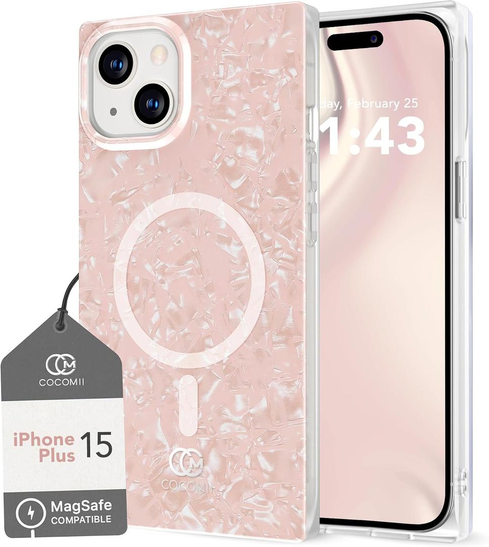 COCOMII Rectangle Case for iPhone 15 Plus/14 Plus, Compatible with MagSafe, Pink Opal