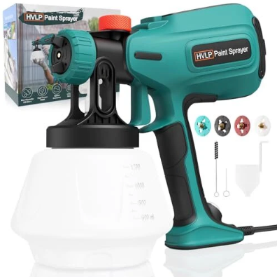 Paint-Sprayer, 700W HVLP Spray Gun, 2024 Upgraded, 4 Copper Nozzles & 3 Spray Patterns, Easy to Clean, Ideal Paint Sprayer for Furniture, Cabinets, Fences, Decks, Walls, DIY Projects, etc. (Teal)