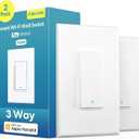 3 Way Smart Switch, Meross Smart Light Switch Supports Apple HomeKit, Siri, Alexa, Google Assistant & SmartThings, 2.4Ghz WiFi Light Switch Neutral Wire Required, Remote Control Timer 2 Pack