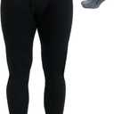 Merino Wool Base Layer Mens Bottom Pants 100% Merino Wool Heavyweight, Midweight, Lite Thermal Underwear Long Johns and Socks (Large, Black)