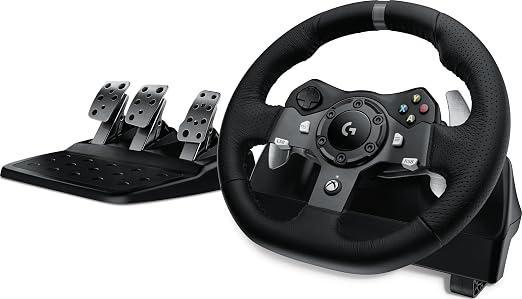 Logitech G920 Driving Force Racing Wheel and Floor Pedals, Real Force Feedback, Stainless Steel Paddle Shifters, Leather Steering Wheel Cover for Xbox Series X|S, Xbox One, PC, Mac - Black missing pieces