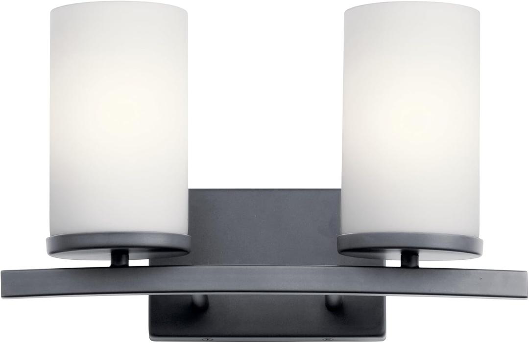 Kichler 45496BK Crosby Vanity, 2-Light 200 Total Watts, Black