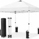 10x10 Pop Up Canopy,Event Tent One-Person Setup, Waterproof & UV-Blocking, Heavy-Duty Steel Frame, Wheeled Bag & Sandbags Outdoor Shade for Beach, Camping, Backyard, Tailgate (White)