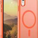 SUPFINE Magnetic for iPhone XR Phone Case(Compatible with MagSafe)(Military Grade Drop Protection) Slim Translucent Matte Shockproof with Anti-Fingerprint Phone Case,Orange