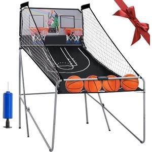 Foldable Electronic Dual Basketball Arcade Game,Double Shot 2 Player, 8 Game Options w/4 Balls LED Scoring System & Indoor Basketball Game for Youth, Adults